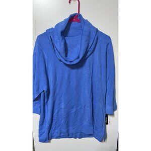 womans SML Sport woman cowl neckline sweater Plus size 2X short sleeve blue NEW